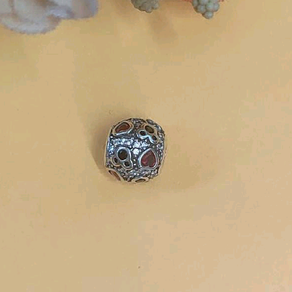 Red And Pink Enamel Heart Bead Charm 